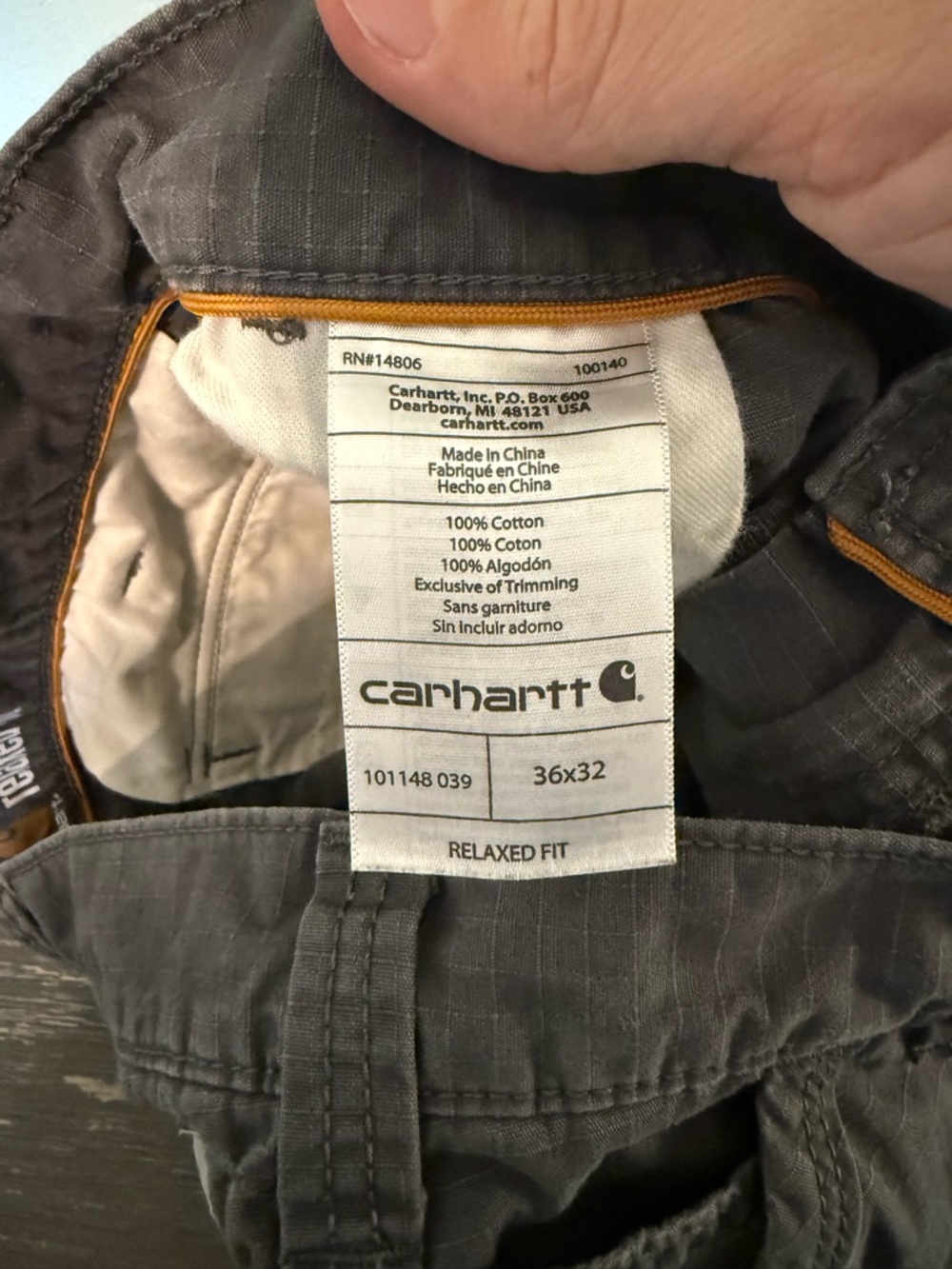 Carhartt Men's Charcoal Gray Cargo Pants Relaxed Fit Size 36x32 - Picture 6 of 10